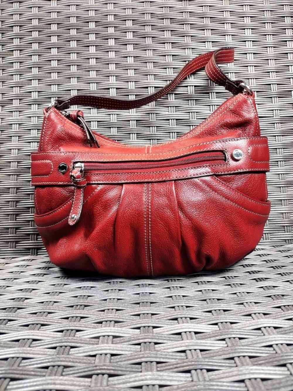 Tignanello Red Leather-Look Shoulder Bag